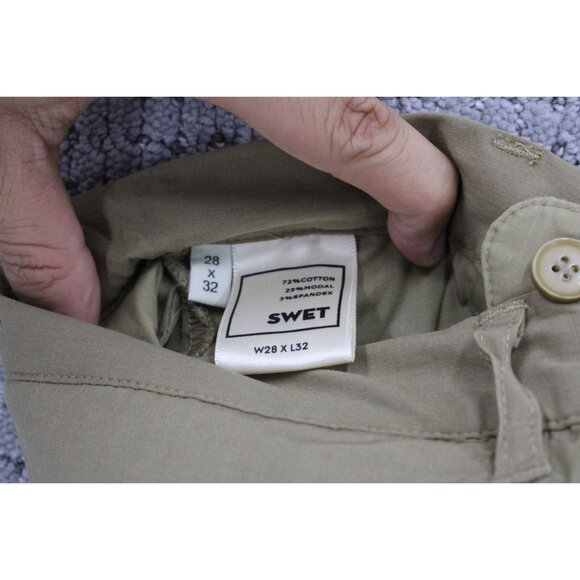 Swet Tailor Chino Pants Mens 28X32 Brown Solid Casual Flat Front Flexible NWT - Picture 4 of 7